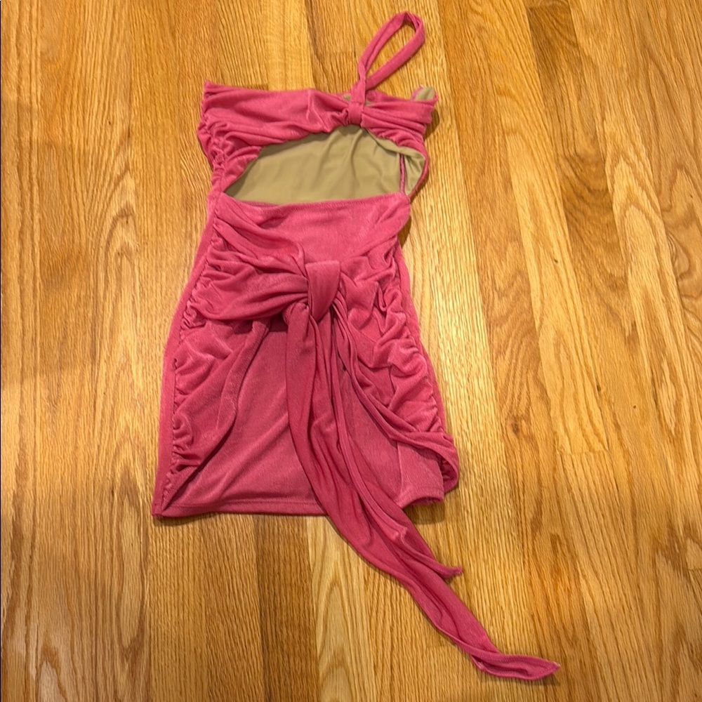 White Fox Love Language mini dress pink one shoulder dress